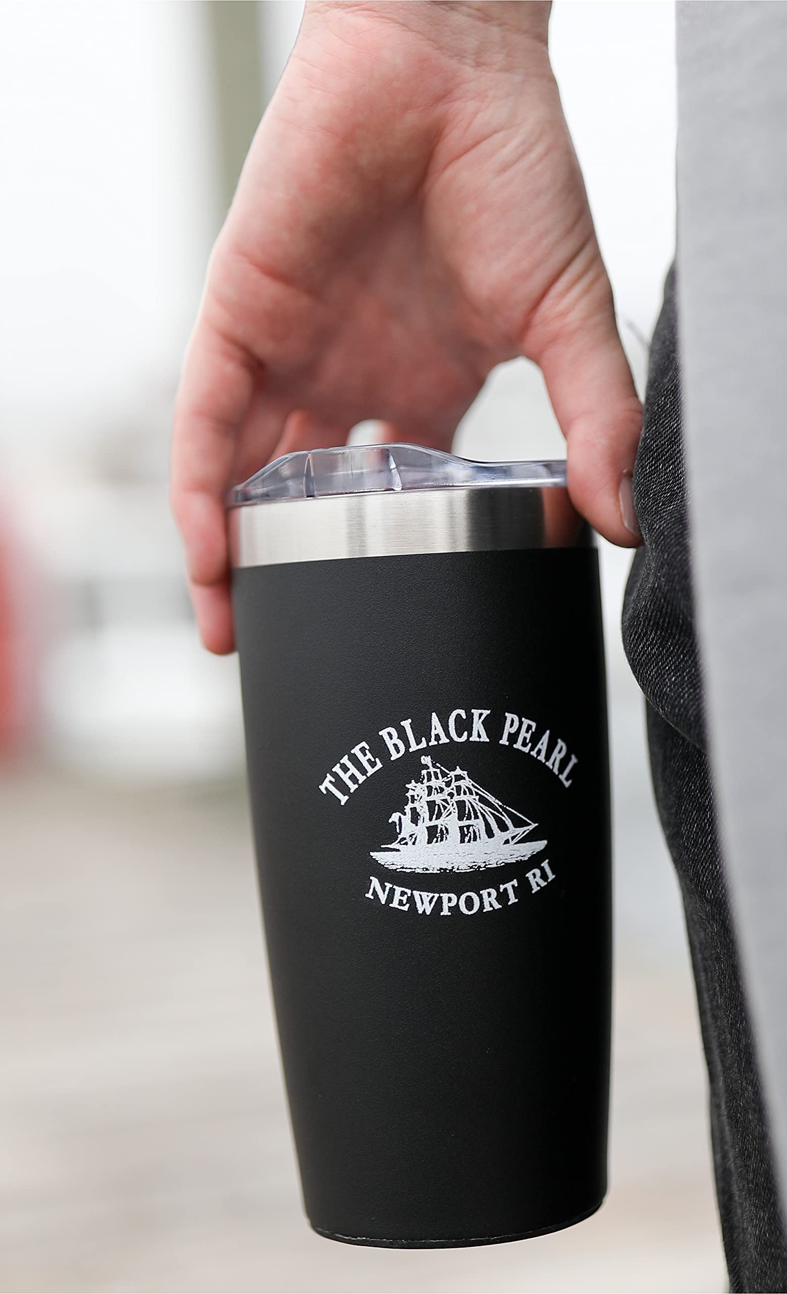 The Black Pearl Insulated Travel Mug | Double Wall Vacuum Thermal Tumbler with Leak-Proof Lid | Classic Stainless Steel, Black