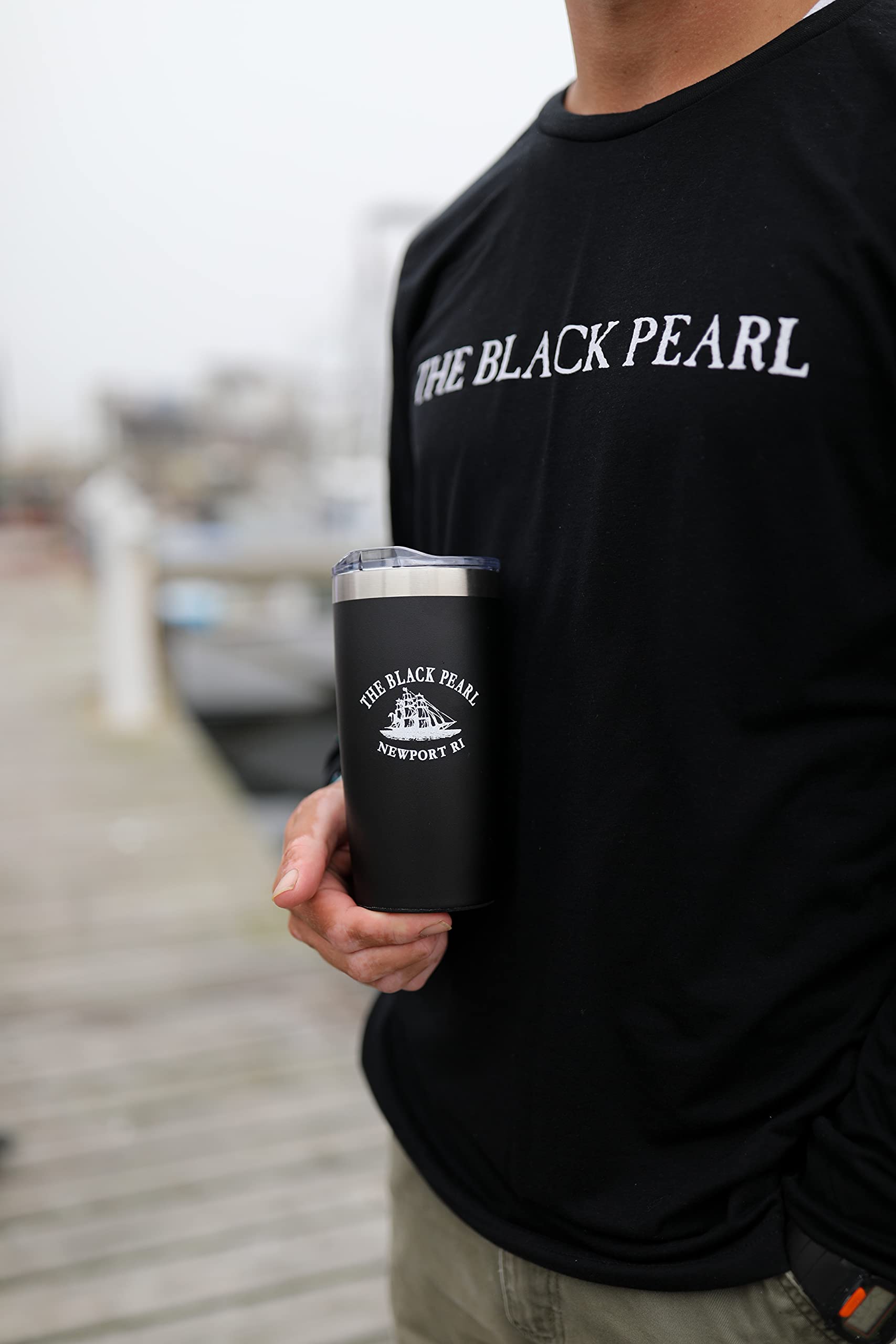 The Black Pearl Insulated Travel Mug | Double Wall Vacuum Thermal Tumbler with Leak-Proof Lid | Classic Stainless Steel, Black