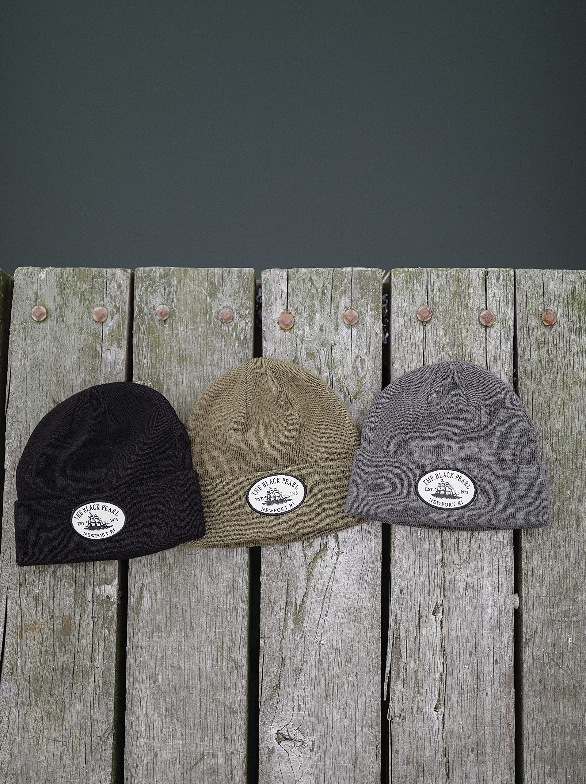 The Black Pearl Beanie Wool Knit Hat with Tall Ship Logo | Warm Winter Unisex Hat, 100% Wool | Stylish, Multi-Color Design