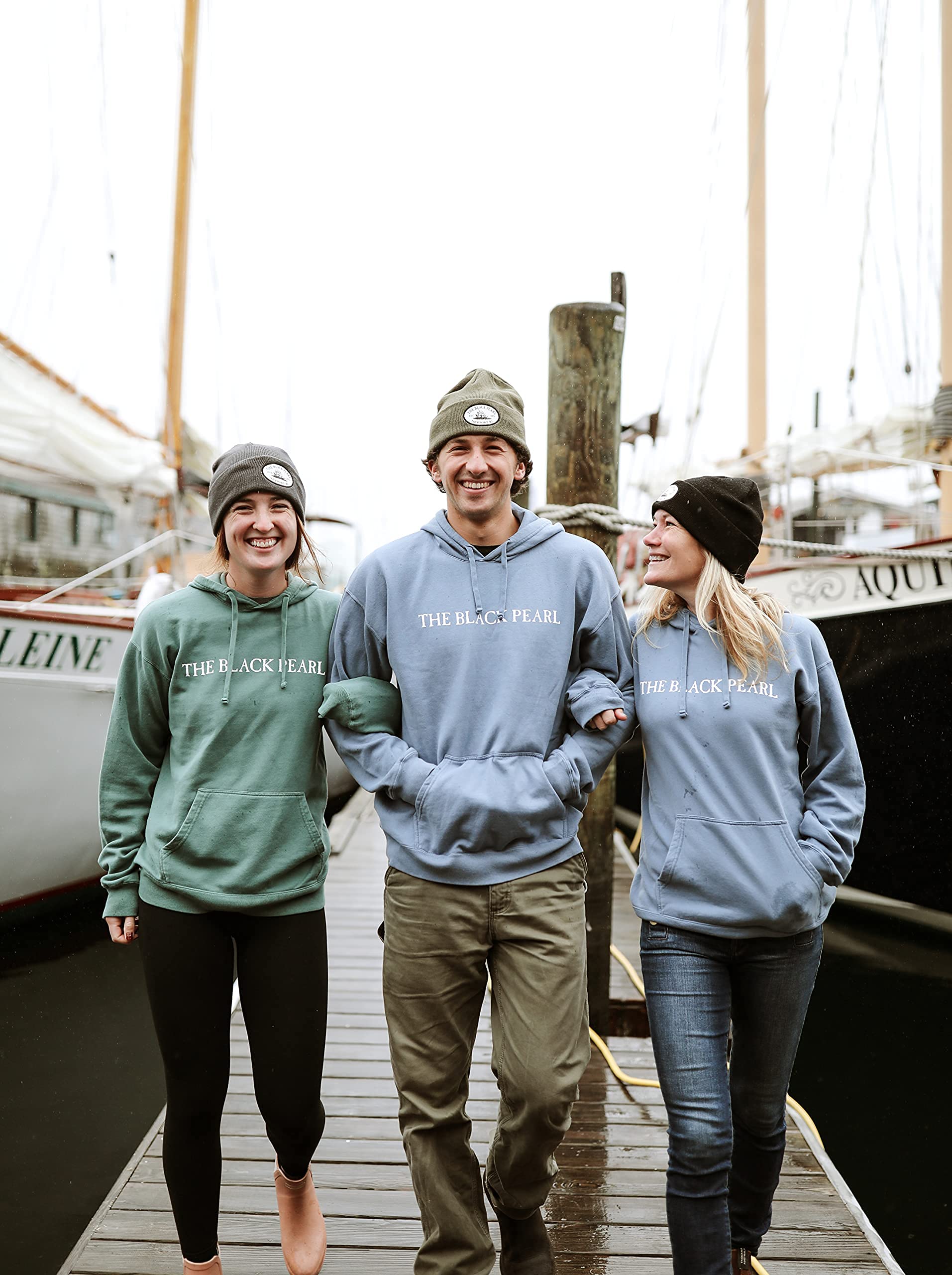 The Black Pearl Beanie Wool Knit Hat with Tall Ship Logo | Warm Winter Unisex Hat, 100% Wool | Stylish, Multi-Color Design