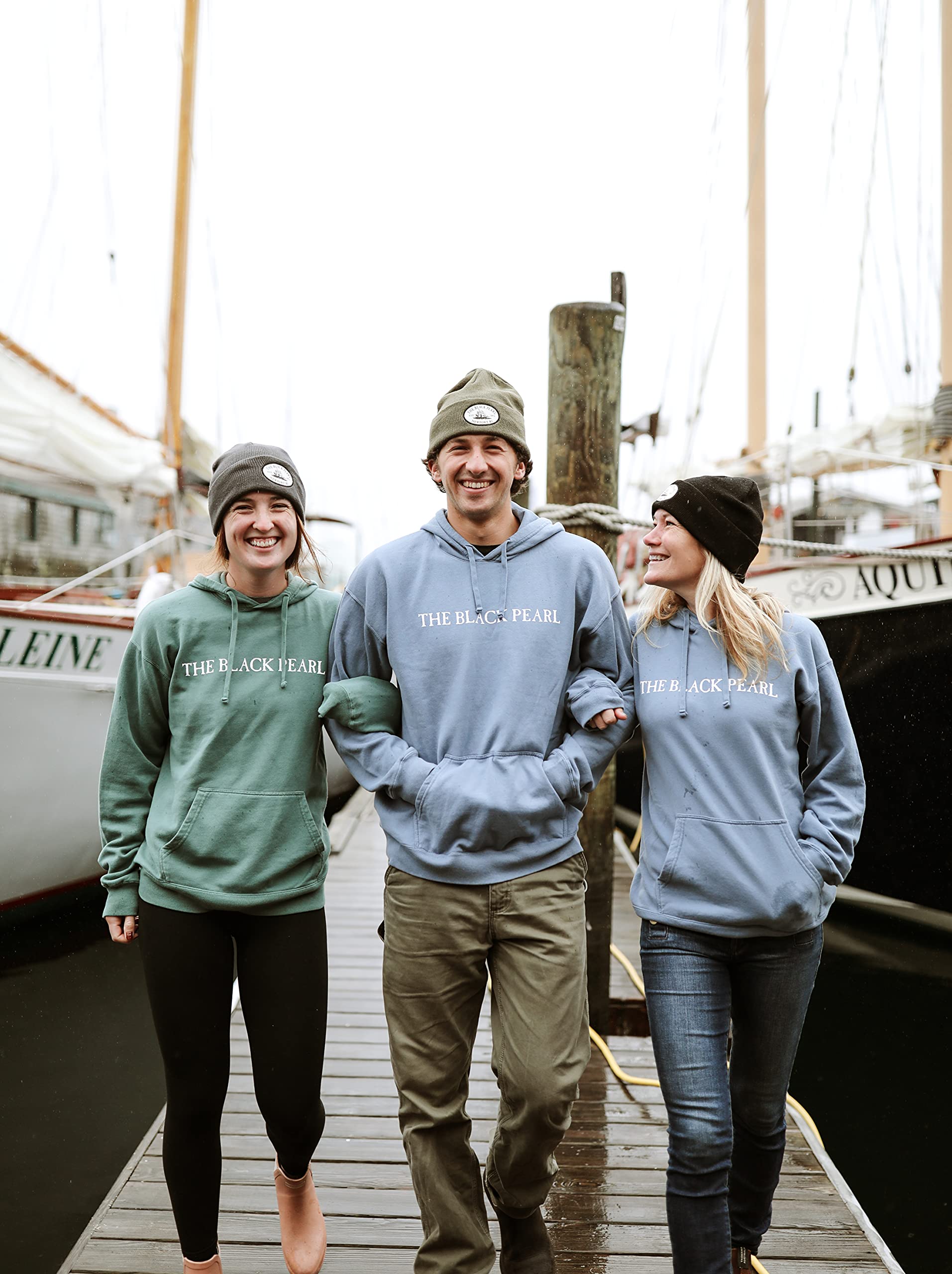 The Black Pearl Beanie Wool Knit Hat with Tall Ship Logo | Warm Winter Unisex Hat, 100% Wool | Stylish, Multi-Color Design