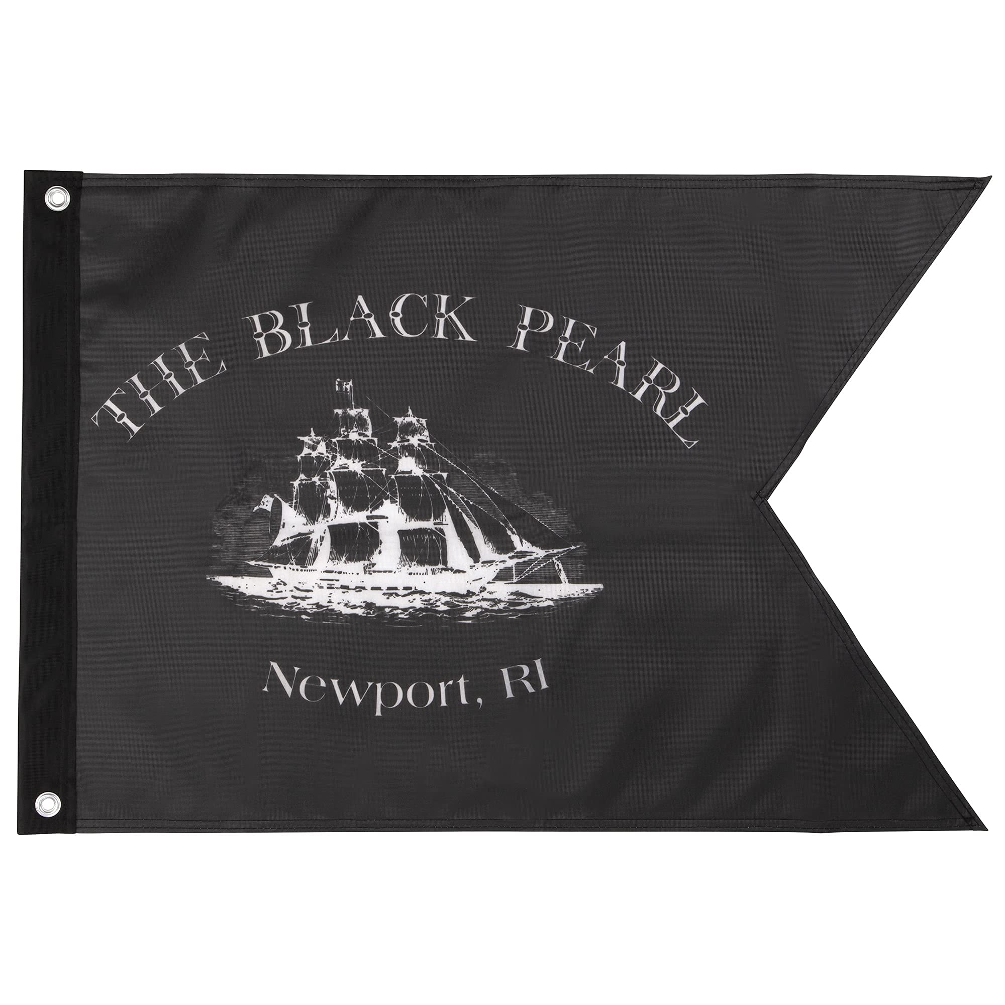 The Black Pearl Flag Newport Rhode Island Black Pearl Flag | Tall Ship Logo Decorative Black Flag for Indoor & Outdoor Display