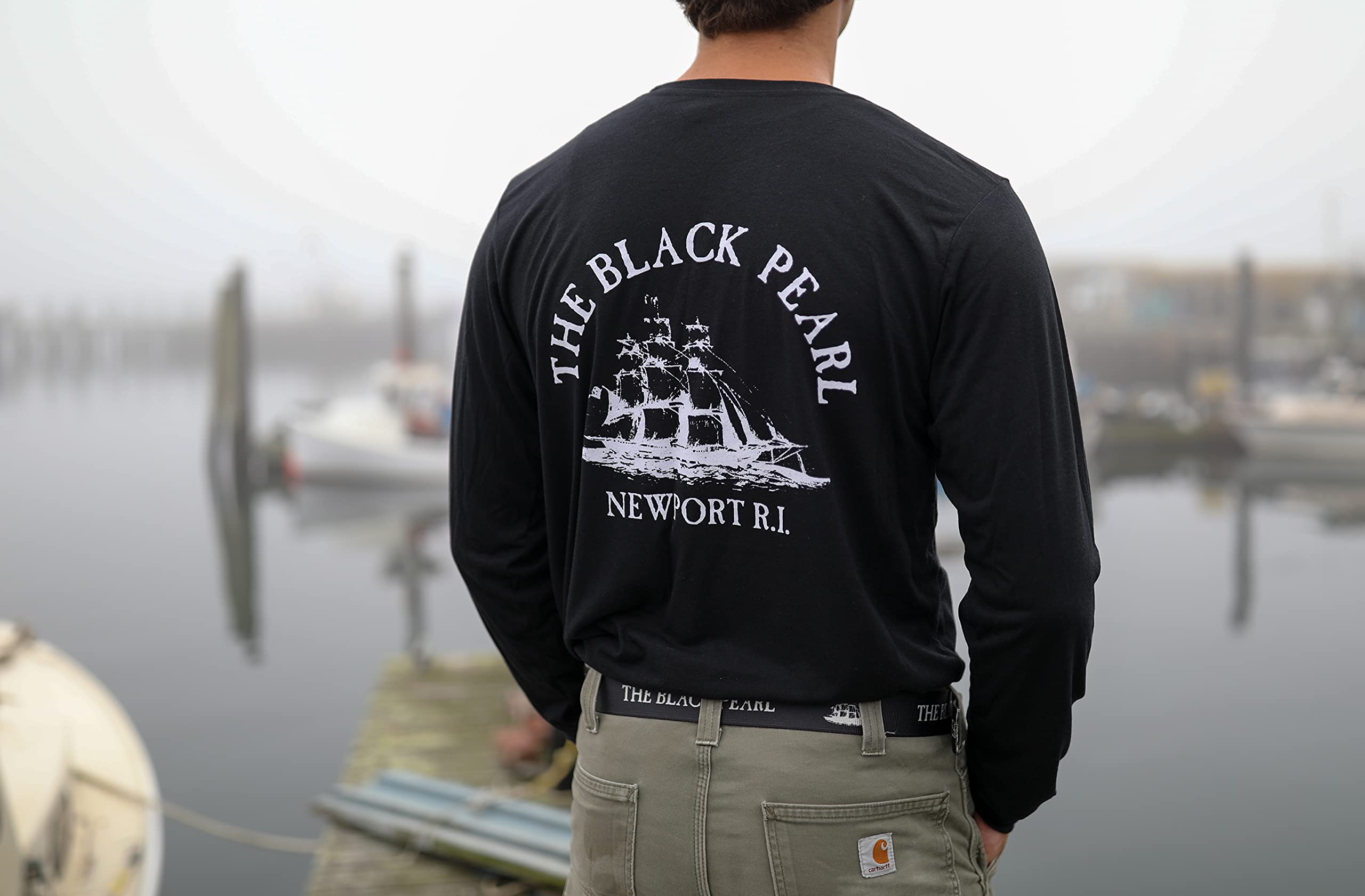 The Black Pearl Long Sleeve Tall Ship Logo 100% Cotton Unisex T-Shirt - Breathable & Stylish | Perfect for Men & Women, Outdoor & Casual Wear