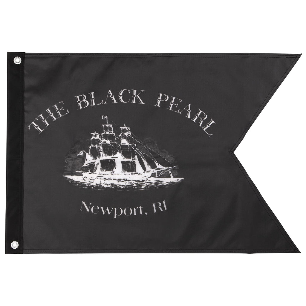 The Black Pearl Flag Newport Rhode Island Black Pearl Flag | Tall Ship Logo Decorative Black Flag for Indoor & Outdoor Display