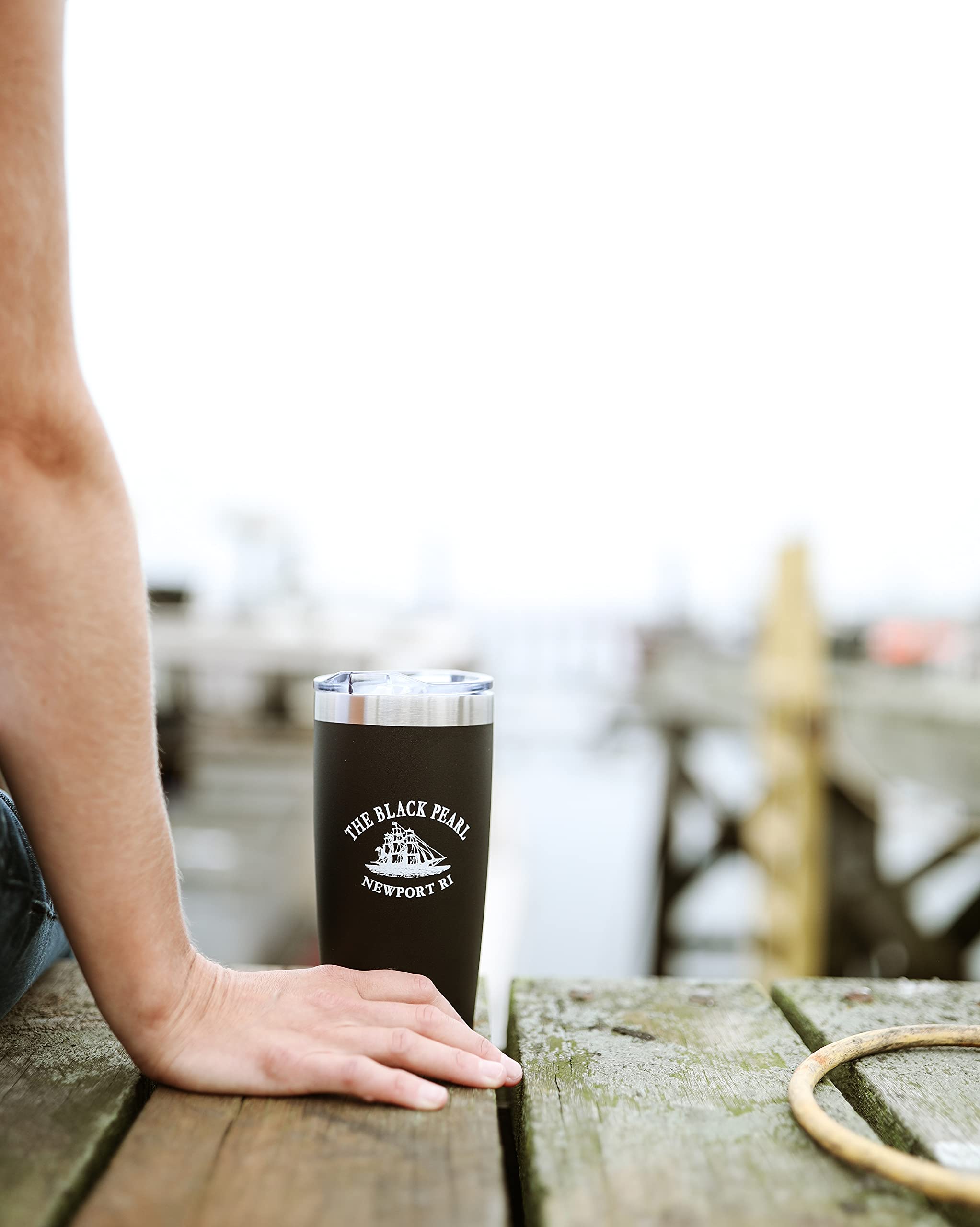 The Black Pearl Insulated Travel Mug | Double Wall Vacuum Thermal Tumbler with Leak-Proof Lid | Classic Stainless Steel, Black