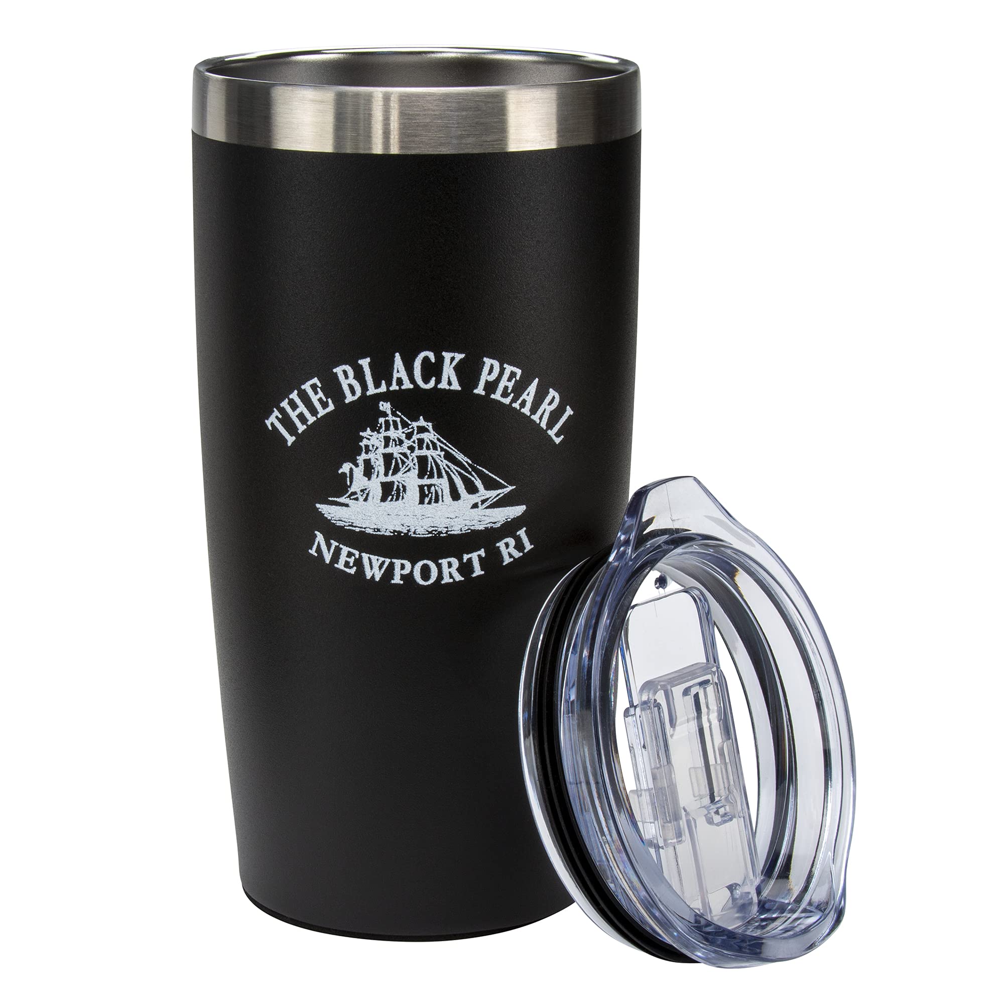 The Black Pearl Insulated Travel Mug | Double Wall Vacuum Thermal Tumbler with Leak-Proof Lid | Classic Stainless Steel, Black