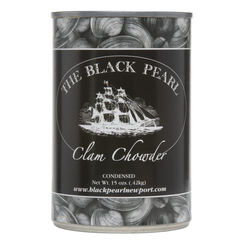 The Black Pearl New England Clam Chowder | Authentic Condensed Soup Recipe from Newport Rhode Island | 15oz Cans (Pack of 12) | Gourmet Seafood Soup with Natural Ingredients