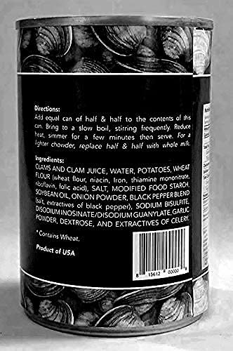 The Black Pearl Clam Chowder – New England Famous Condensed Soup, 15oz Cans | Made with All-Natural Ingredients in Newport Rhode Island (Pack of 6)