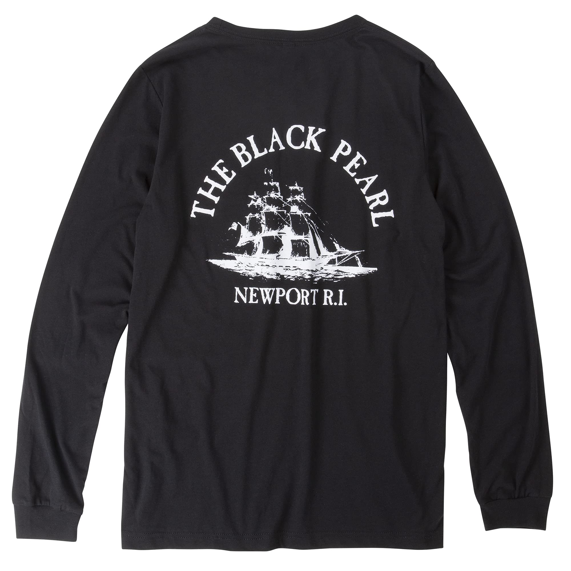 The Black Pearl Long Sleeve Tall Ship Logo 100% Cotton Unisex T-Shirt