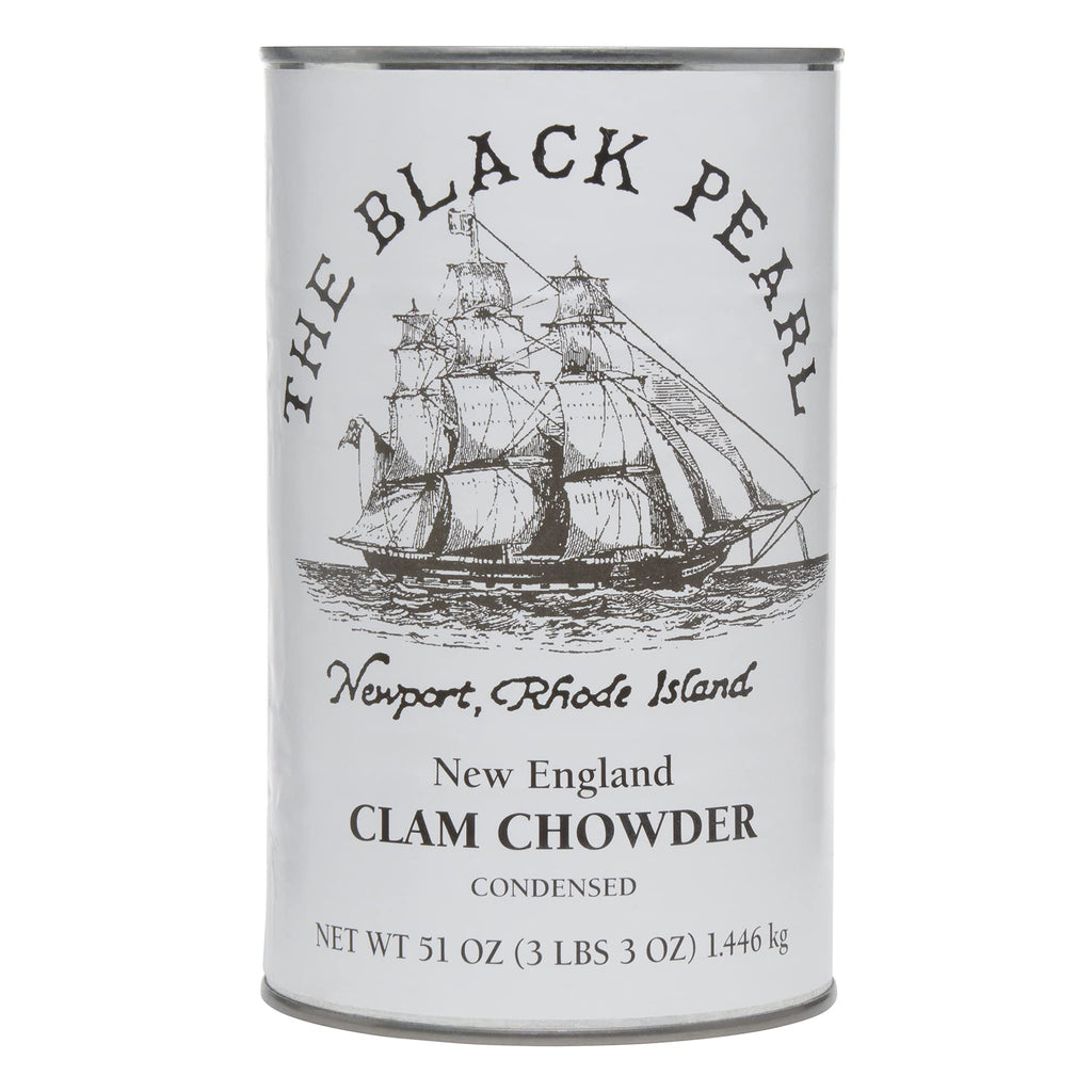 The Black Pearl Clam Chowder – New England Famous Condensed Soup, 51 oz Cans | All Natural Ingredients | Same Recipe Served at The Black Pearl Restaurant (Pack of 3)