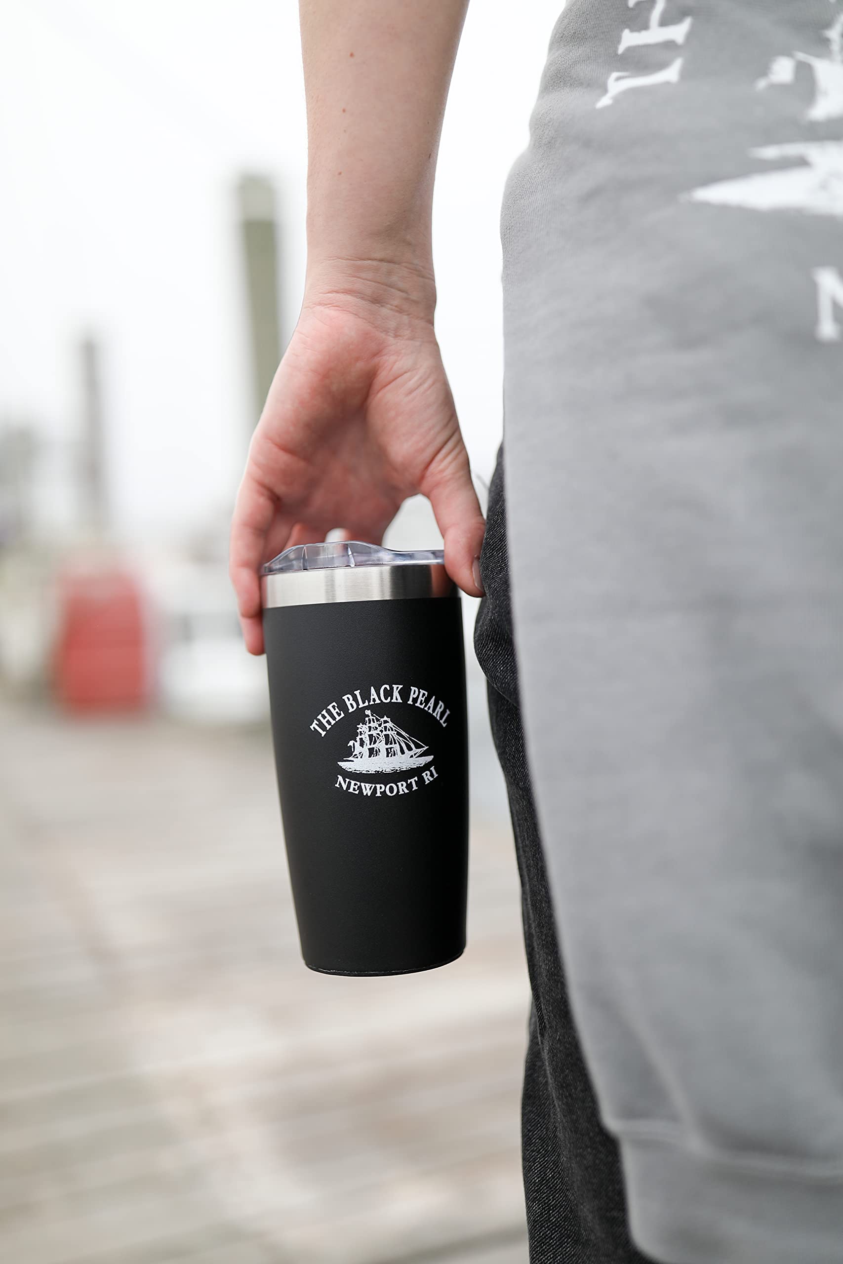 The Black Pearl Insulated Travel Mug | Double Wall Vacuum Thermal Tumbler with Leak-Proof Lid | Classic Stainless Steel, Black