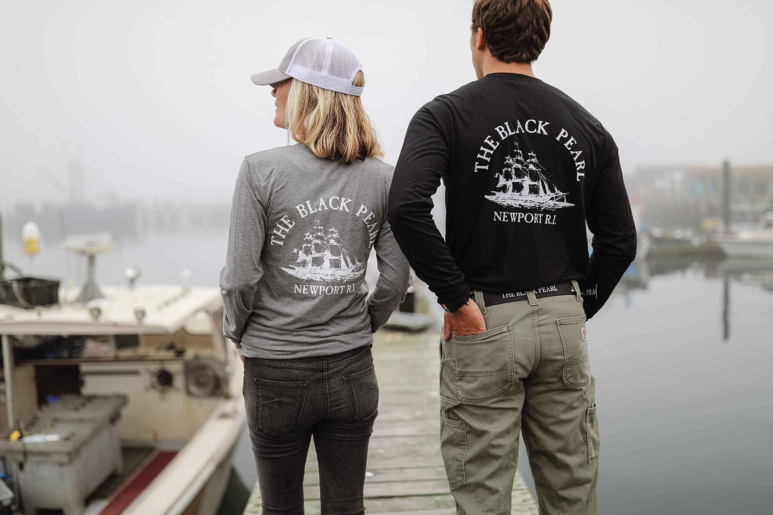 The Black Pearl Long Sleeve Tall Ship Logo 100% Cotton Unisex T-Shirt - Breathable & Stylish | Perfect for Men & Women, Outdoor & Casual Wear