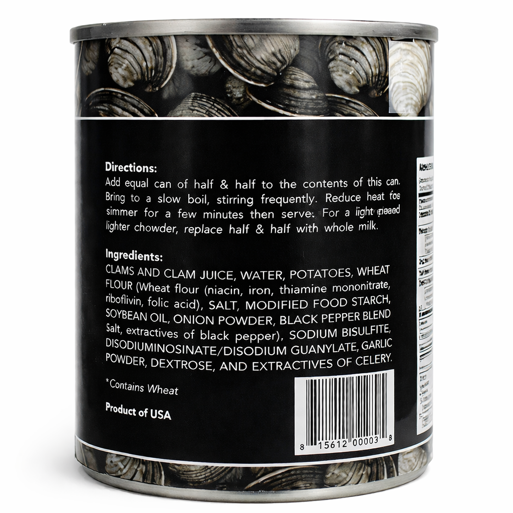 The Black Pearl Clam Chowder – New England Famous Condensed Soup, 15oz Cans | Made with All-Natural Ingredients in Newport Rhode Island (Pack of 6)